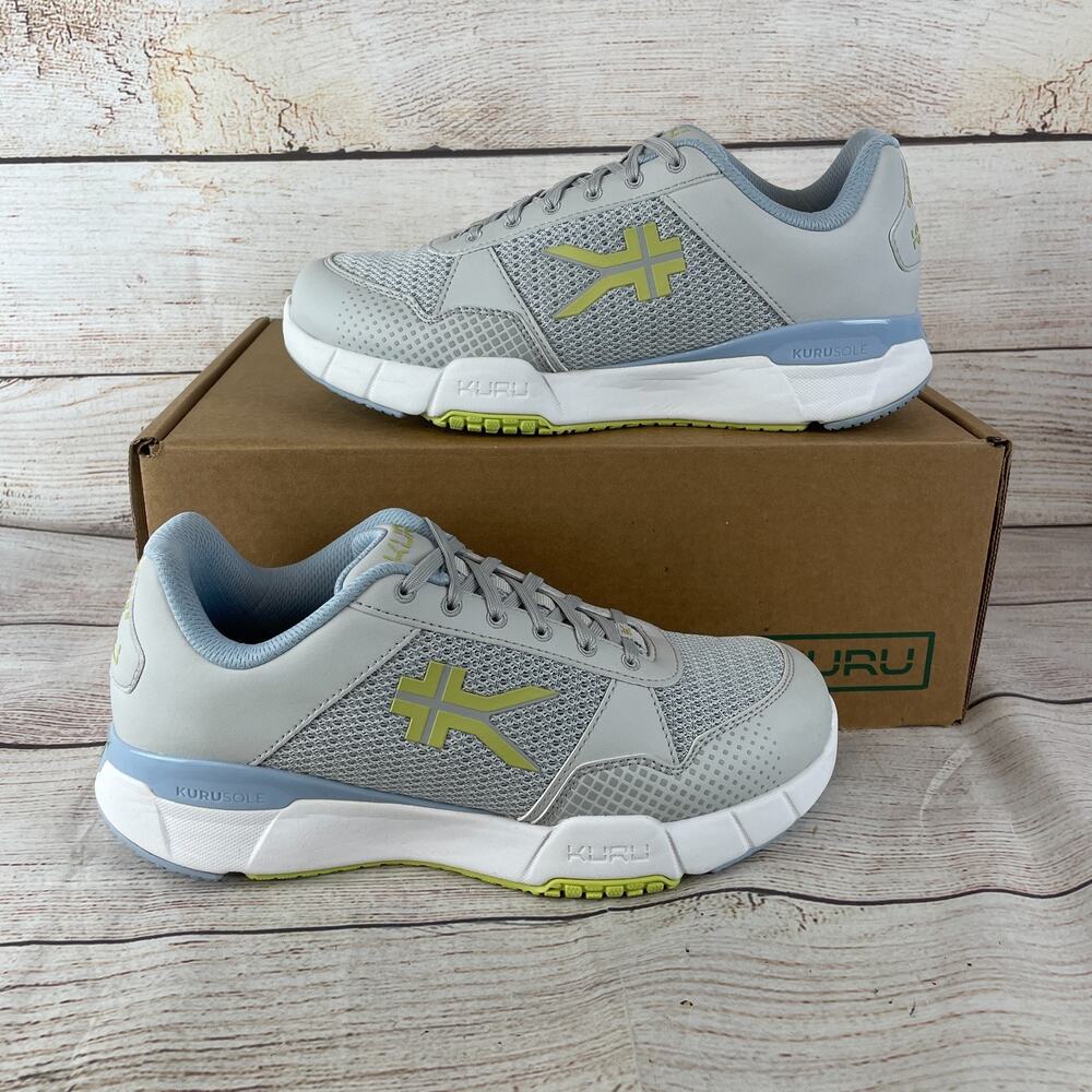 Kuru Quantum 2.0 Womens Sz 10.5M Sneakers Dove Gray Pale Lime Green